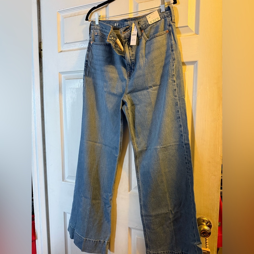 J crew wide leg trouser jean light wash